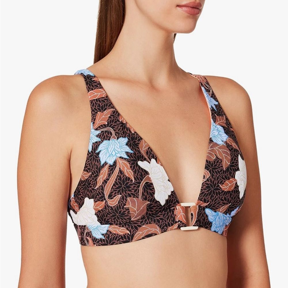 NWT Seafolly Boheme Longline Triangle Bikini Top Size 4 US Black Floral Bohemian - Picture 14 of 14